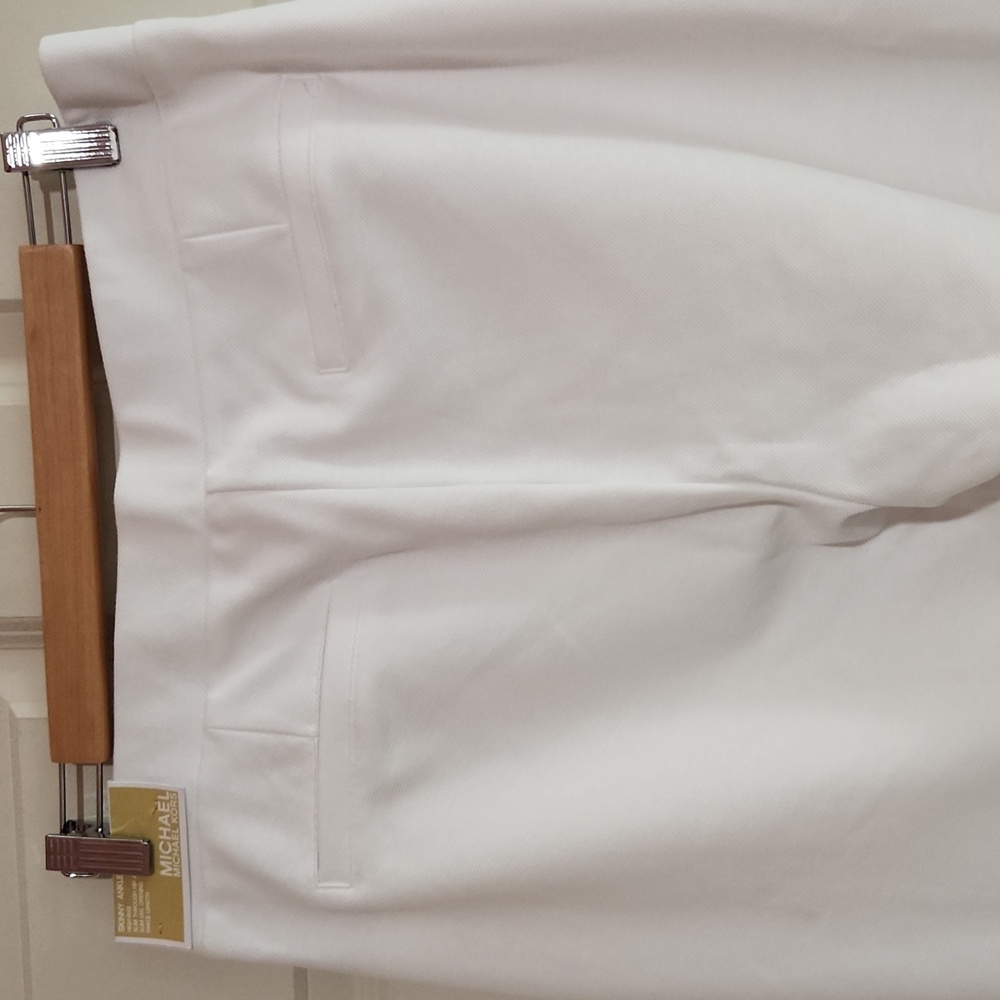 NWT MICHAEL Michael Kors White Skinny Ankle Pull-On Pants  Large - Picture 4 of 7